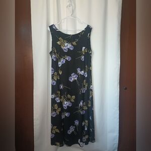 Vintage 90s Womens Dark Cottage Sleeveless Maxi Dress Size 16 Floral Fairy